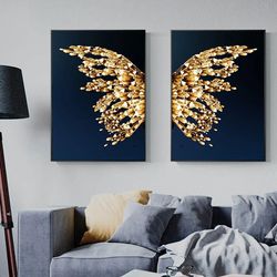 golden butterfly wings canvas wall art butterfly wings two piece canvas set beautiful butterfly canvas wall art decor fr