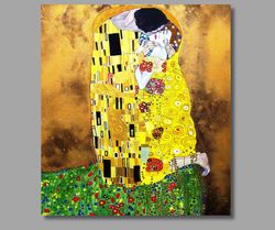 gustav klimt the kiss (1907-1908), canvas gallery wrapped giclee wall art print, gallery wall art,gustav klimt museum ex