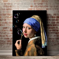 Johannes Vermeer Girl with a Pearl Earring Canvas Wall Art, Reproduction Art, Classic Wall Art, Dutch Golden Age, Baroqu