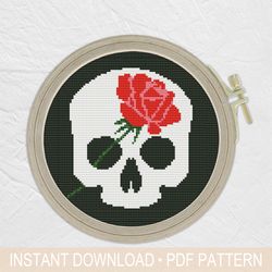 Skull Cross Stitch Pattern PDF, Tattoo Cross Stitch - Instant download