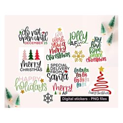 christmas digital stickers png only, digital christmas stickers, digital stickers png files, christmas gift stickers png