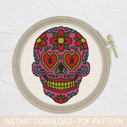 Sugar Skull Cross Stitch Pattern PDF, Mexican Cross Stitch - Instant download
