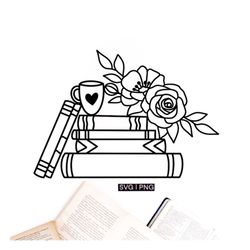 Book with flowers svg, book clipart svg, book lover shirt svg, book bag svg, book mug svg, librarian shirt svg,coffee an