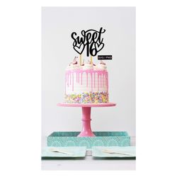 Sweet 16 cake topper svg, sweet 16 svg, birthday cake topper svg, digital cake topper, 16th cake topper svg, sixteenth b