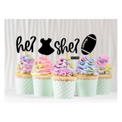 Gender reveal cupcake topper svg, tutus or touchdowns svg, boy or girl cupcake toppers svg, gender reveal party svg, cak