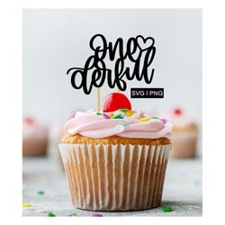 Onederful svg, first birthday cake topper svg, 1st birthday svg, cake topper cut file, hand lettered svg, baby birthday