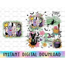 Bundle Retro Floral Halloween Png, Happy Halloween Png, Trick Or Treat, Autumn Flower, Bad Girls Png, Villains Wicked, B