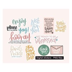 digital stickers for small business png only , digital packaging stickers, digital stickers png files, small business pa