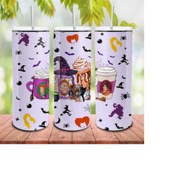 Halloween Witch 20oz Tumbler Wrap Png, Spooky Season, Witches Sisters Coffee Drink 20oz Skinny Tumbler, Halloween Png, W