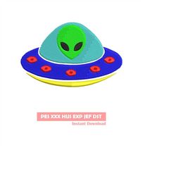 UFO embroidery design, Embroidery file, Machine Embroidery Design, Embroidery pattern file, alien, ufo, spaceship,