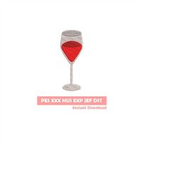 Wine Glass Embroidery design, Embroidery file, Machine Embroidery Design, Embroidery pattern file, Instant Download, win