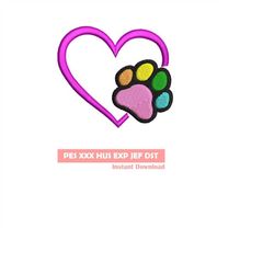 Heart paw Embroidery design, Embroidery file, Machine Embroidery Design, Embroidery pattern file, puppies paw, pets paw,