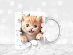 Kitten In The Wall Mug  Sublimation, Mug Template For Sublimation, 11oz and 15oz  Mug  ,  Mug  Sublimation s