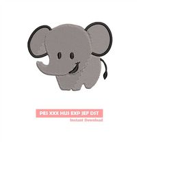 Cute elephant Embroidery design, Embroidery file, Machine Embroidery Design, Embroidery pattern file, Instant Download,