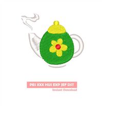 Teapot Embroidery design, Embroidery file, Machine Embroidery Design, Embroidery pattern file