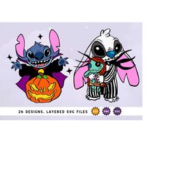 Stitch SVG Halloween clipart bundle, Halloween cut files for Cricut Silhouette png, EPS, Sublimation Cut Trick Or Treat