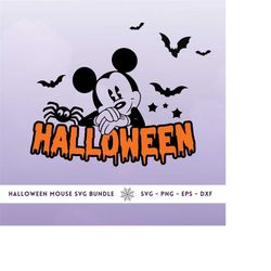 Halloween Mouse and Friends Cliparts Bow Fall Autumn | SVG Clipart Images Digital Download Sublimation Cricut Png Dxf Ep