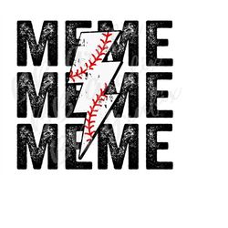 Digital Png File Baseball T-Ball Meme Stacked Distressed Lightning Bolt Printable Waterslide Iron On Sublimation Design