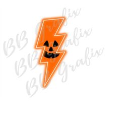 Digital Png File Jack-o-Lantern Pumpkin Neon Lightning Bolt Halloween Strike Printable Dtg Dtf T-Shirt Sublimation Desig