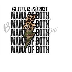 Digital Png File Mama of Both Stacked Distressed Camo Leopard Bolt Printable Waterslide Iron On T-Shirt Sublimation Desi
