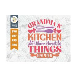 Grandmas Kitchen Where Sweet Things Happen Svg Cut File, Pot Holder Svg, Rolling Pin Svg, Cooking Svg, Kitchen Quote Des