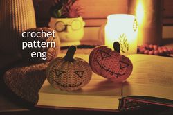 Crochet pattern Halloween little pumpkin amigurumi keychain Eng PDF