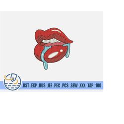 Red Lips Embroidery File - Instant Download - Woman Sexy Lips Design For Pop Style - Cool Cartoon Pattern For Hot Girls