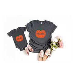 Mama And Mini Pumpkin Shirt, Halloween Shirt, Fall Mommy and Me Shirt, Gift For Baby, Thankful Mama & Mini Pumpkin, Gift