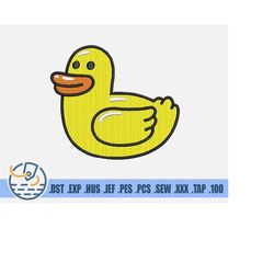 Rubber Duck Embroidery File - Instant Download - Water Toy Pattern For Patches - Yellow Cartoon Animal For Clothing Deco