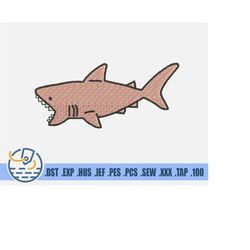 shark embroidery file - instant download - marine life for clothing decoration - ocean fish pattern for patches - save o