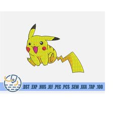 Pikachu Embroidery File - Instant Download - Beautiful Yellow Pokemon For Baby And Newborn - Cute Cartoon Design For Pat