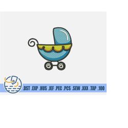 Baby Carriage Embroidery File - Instant Download - Cute Baby Stroller For New Happy Family - Pattern For Patches And Clo