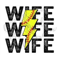 Digital Png File Softball Wife Stacked Distressed Lightning Bolt Printable Waterslide Iron On Shirt Sublimation Design I