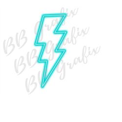 digital png file neon blue lightning bolt strike printable iron on sticker clip art waterslide t-shirt sublimation desig
