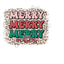 Digital Png File Merry Leopard Cheetah Distressed Christmas Holiday Clip Art Printable Waterslide Shirt Sublimation Desi