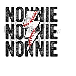 Digital Png File Baseball T-Ball Nonnie Stacked Distressed Lightning Bolt Printable Waterslide Iron On Sublimation Desig