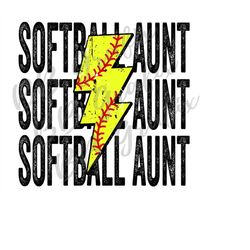 Digital Png File Softball Aunt Stacked Distressed Lightning Bolt Printable Waterslide Iron On Sublimation Design INSTANT