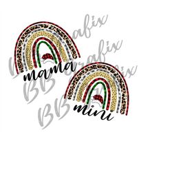 Digital Png File 2 Separate Designs Mama Mini Rainbow Leopard Buffalo Plaid Christmas Santa Hat Printable Sublimation IN
