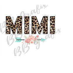 Digital Png File - Mimi - Leopard Cheetah - Pale Teal, Blush Floral Arrow - Clip Art - T-Shirt Sublimation Design - INST
