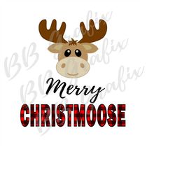 Digital Png File - Merry ChristMOOSE - Red & Black Buffalo Plaid - Boy Christmas T-shirt Sublimation Design - Clip Art -