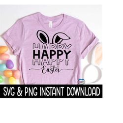 Happy Easter SVG, Happy Easter PNG, Easter Stacked Tee SVG, Instant Download, Cricut Cut Files, Silhouette Cut File, Pri