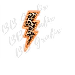 Digital Png File Orange Neon Cheetah Leopard Lightning Bolt Fall Printable Sticker Waterslide Sublimation Design INSTANT