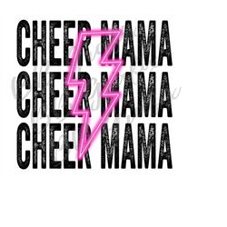 digital png file cheer mama stacked neon lightning bolt printable iron on sticker waterslide t-shirt sublimation design
