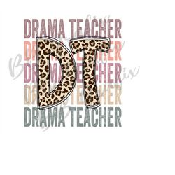 Digital Png File Drama Teacher Stacked Cheetah Leopard Back to School Printable Waterslide Sublimation Design INSTANT DO