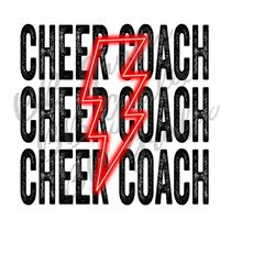 digital png file cheer coach stacked neon lightning bolt printable iron on sticker waterslide t-shirt sublimation design