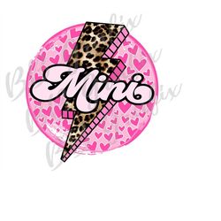Digital Png File Mini Leopard Cheetah Valentine's Day Heart Printable Art Waterslide Iron On T-Shirt Sublimation Design