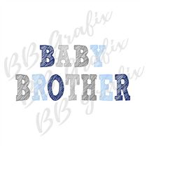 Digital Png File - Baby Brother - Navy Blue, Light Blue & Grey - Baby Announcement T-shirt Sublimation Design Clip Art -