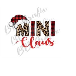 Digital Png File - Mini Claus - Leopard Buffalo Plaid Christmas Holiday Santa Hat Waterslide Sublimation Design Clip Art