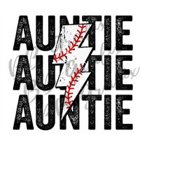 Digital Png File Baseball T-Ball Auntie Stacked Distressed Lightning Bolt Printable Waterslide Iron On Sublimation Desig