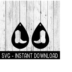 Cowboy Boots Earring SVG, Cowboy Boot Teardrop Earrings SvG Files, Instant Download, Cricut Cut Files, Silhouette Cut Fi